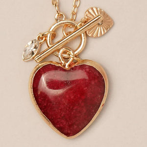 Red Heart-Shaped Gemstone Pendant Necklace