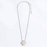 Gold Tone Outline CZ Clover Pendant Necklace