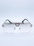 Unisex "I'm Out" Rimless Aviator Sunglasses with metal accents