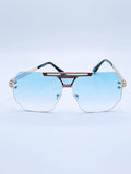 Unisex "I'm Out" Rimless Aviator Sunglasses with metal accents