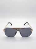 Unisex "I'm Out" Rimless Aviator Sunglasses with metal accents